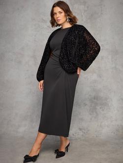 Live Unlimited Curve Velvet Burnout Shrug, Black, Black