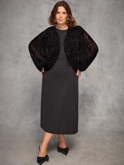 Live Unlimited Curve Velvet Burnout Shrug, Black - view 2, Black