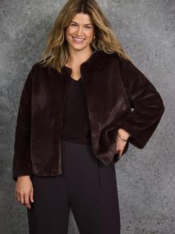 Live Unlimited Curve Short Faux Fur Jacket, Brown, Brown