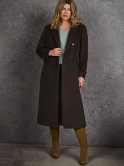 Live Unlimited Curve Double Breasted Wool Blend Coat, Green, Green