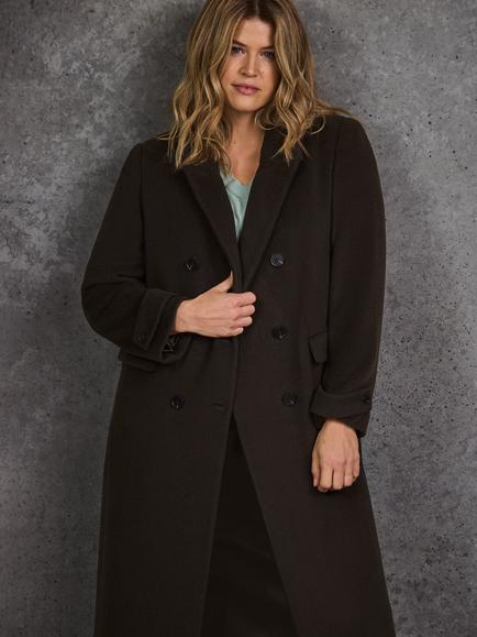 Live Unlimited Curve Double Breasted Wool Blend Coat, Green - view 2, Green