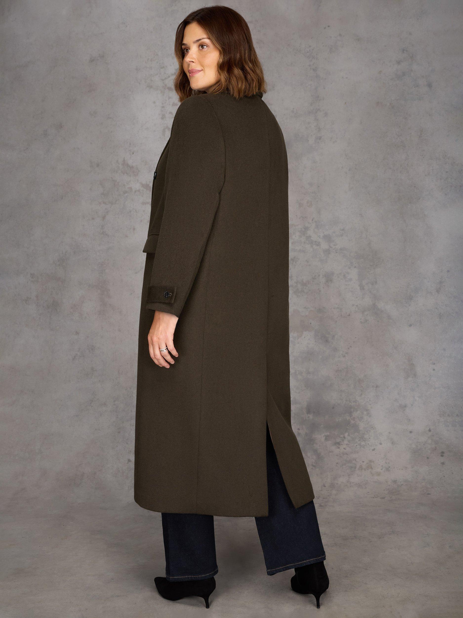 Product image 5 of 5, which shows Live Unlimited Curve Double Breasted Wool Blend Coat, Green, 18