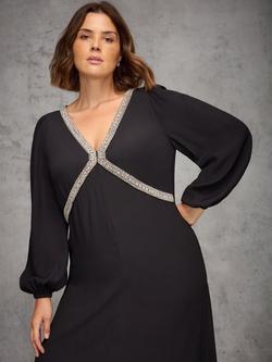 Live Unlimited Curve Embellished Midaxi Dress, Black - view 2, Black