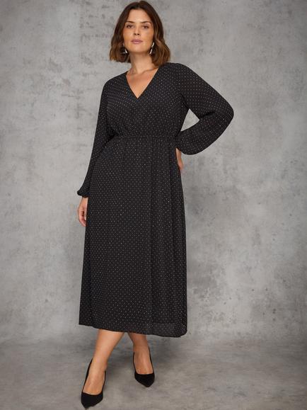 Live Unlimited Curve Embellished Hanky Hem Midaxi Dress, Black, Black