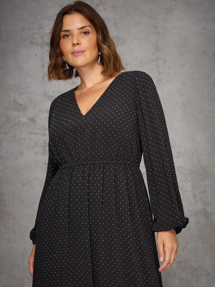 Live Unlimited Curve Embellished Hanky Hem Midaxi Dress, Black - view 2, Black