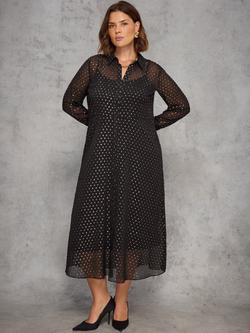 Live Unlimited Curve Shimmer Shirt Midaxi Dress, Black, Black