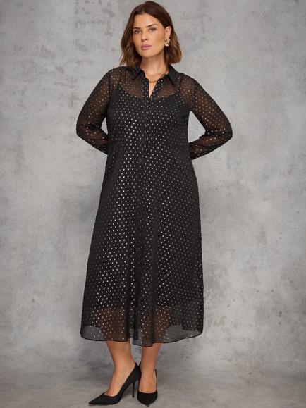 Live Unlimited Curve Shimmer Shirt Midaxi Dress, Black, Black