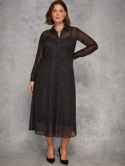 Live Unlimited Curve Shimmer Shirt Midaxi Dress, Black - view 2, Black