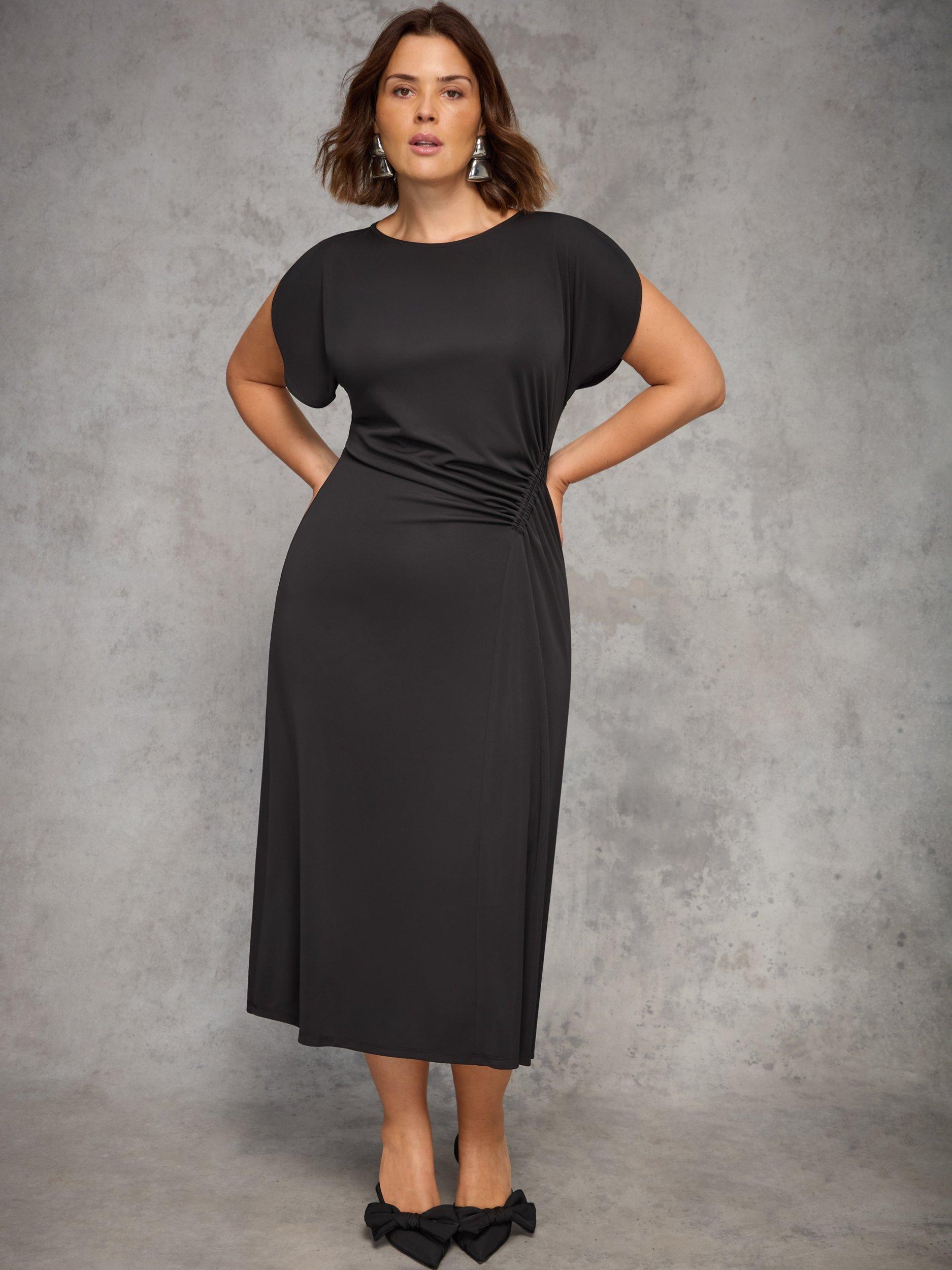 Product image 2 of 5, which shows Live Unlimited Curve Draped Side Maxi Dress, Black, 16