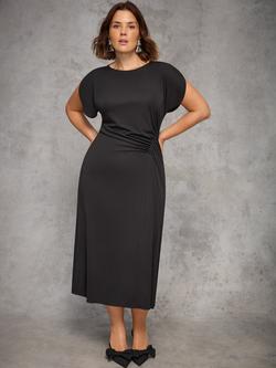 Live Unlimited Curve Draped Side Maxi Dress, Black - view 2, Black