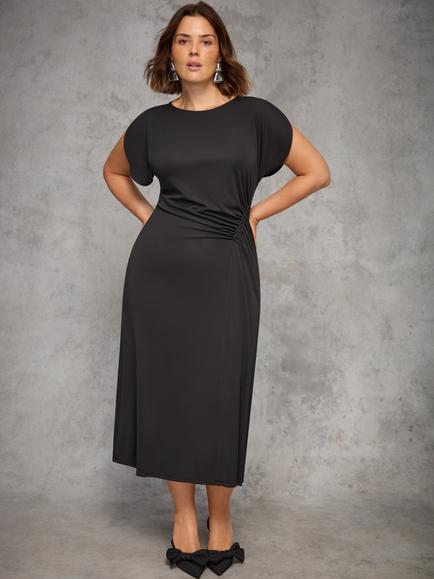 Live Unlimited Curve Draped Side Maxi Dress, Black - view 2, Black
