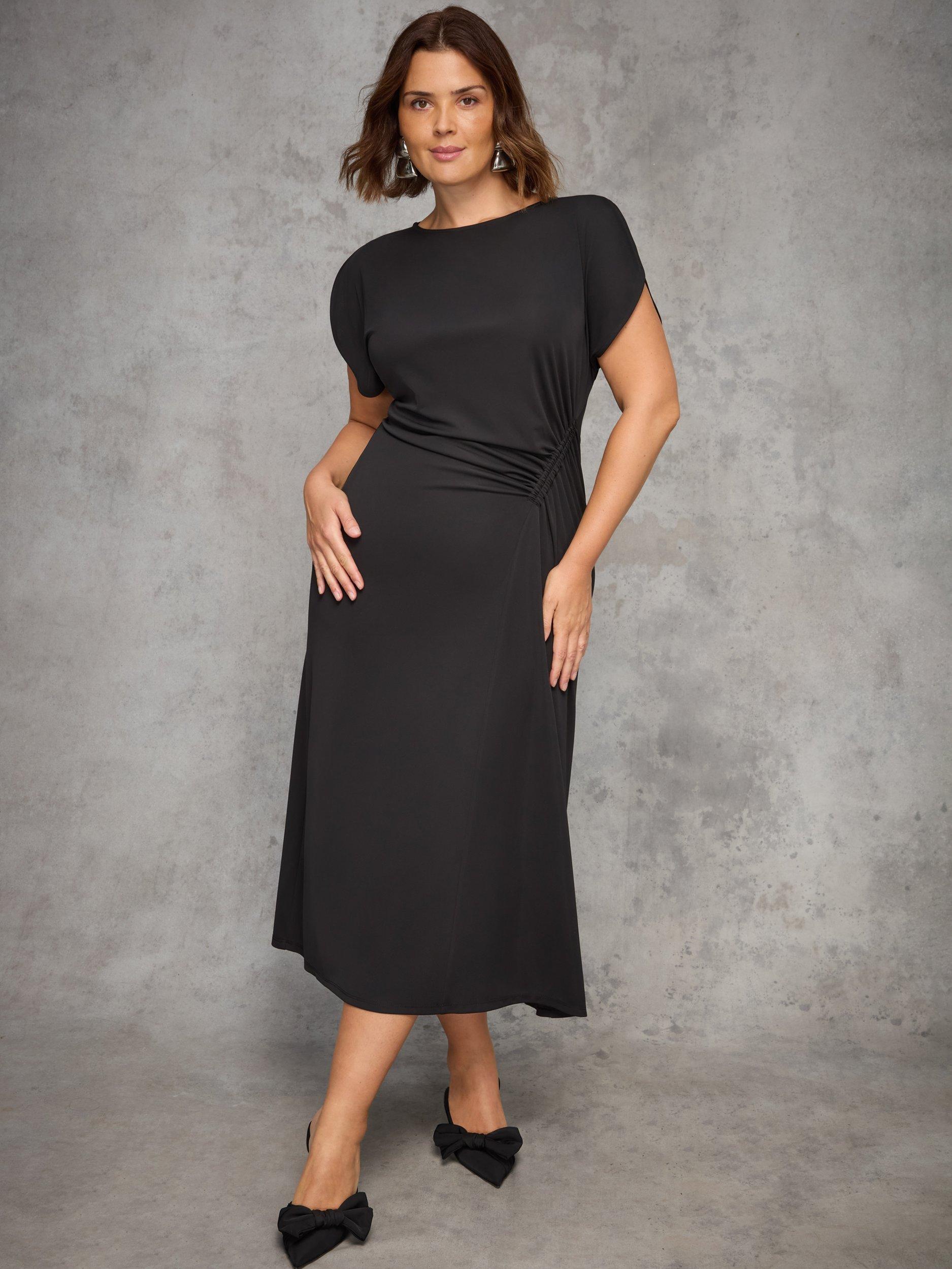 Product image 3 of 5, which shows Live Unlimited Curve Draped Side Maxi Dress, Black, 16
