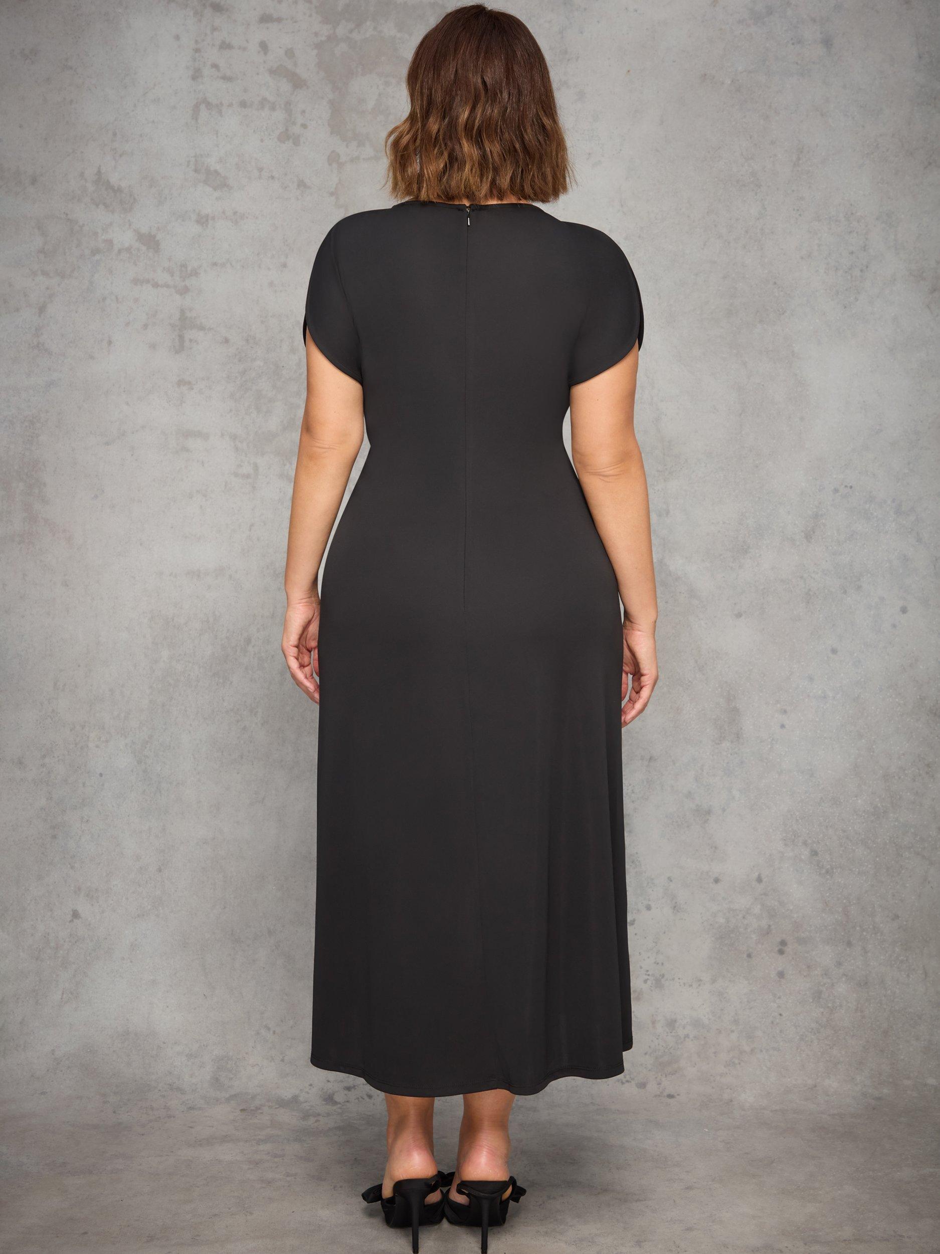 Product image 5 of 5, which shows Live Unlimited Curve Draped Side Maxi Dress, Black, 16