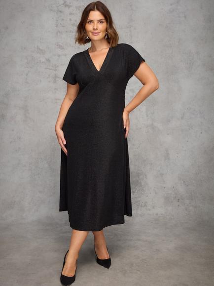 Live Unlimited Curve Sparkle Jersey Dress, Black - view 2, Black
