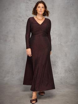 Live Unlimited Curve Sparkle Ruched Jersey Dress, Metallics - view 2, Metallics