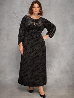 Live Unlimited Curve Jacquard Burnout Dress, Gold/Multi, Gold/Multi