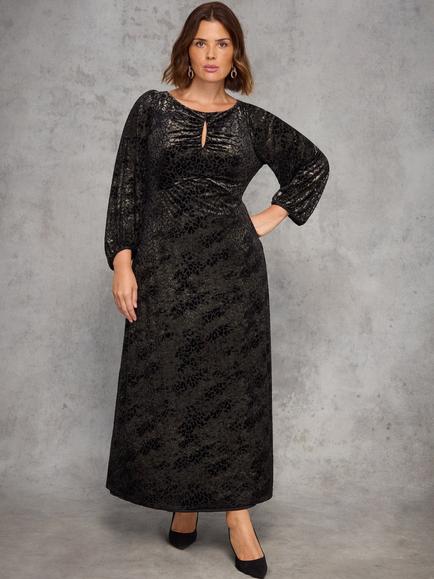Live Unlimited Curve Jacquard Burnout Dress, Gold/Multi, Gold/Multi