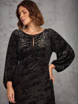 Live Unlimited Curve Jacquard Burnout Dress, Gold/Multi - view 2, Gold/Multi