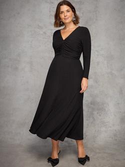 Live Unlimited Curve Petite Sparkle Ruched Jersey Dress, Black - view 2, Black