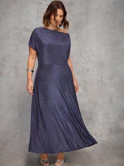 Live Unlimited Curve Sparkle Asymmetric Maxi Dress, Purple - view 2, Purple