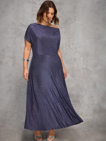 Live Unlimited Curve Sparkle Asymmetric Maxi Dress, Purple - view 2, Purple