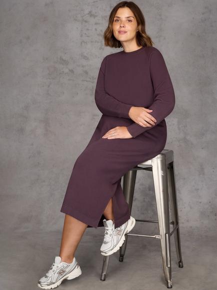 Live Unlimited Curve Sweatshirt Midaxi Dress, Purple - view 2, Purple
