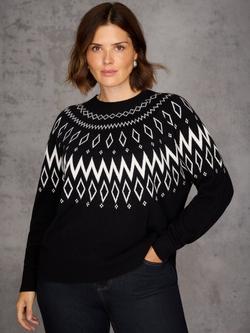 Live Unlimited Curve Fair Isle Jumper, Black, Black