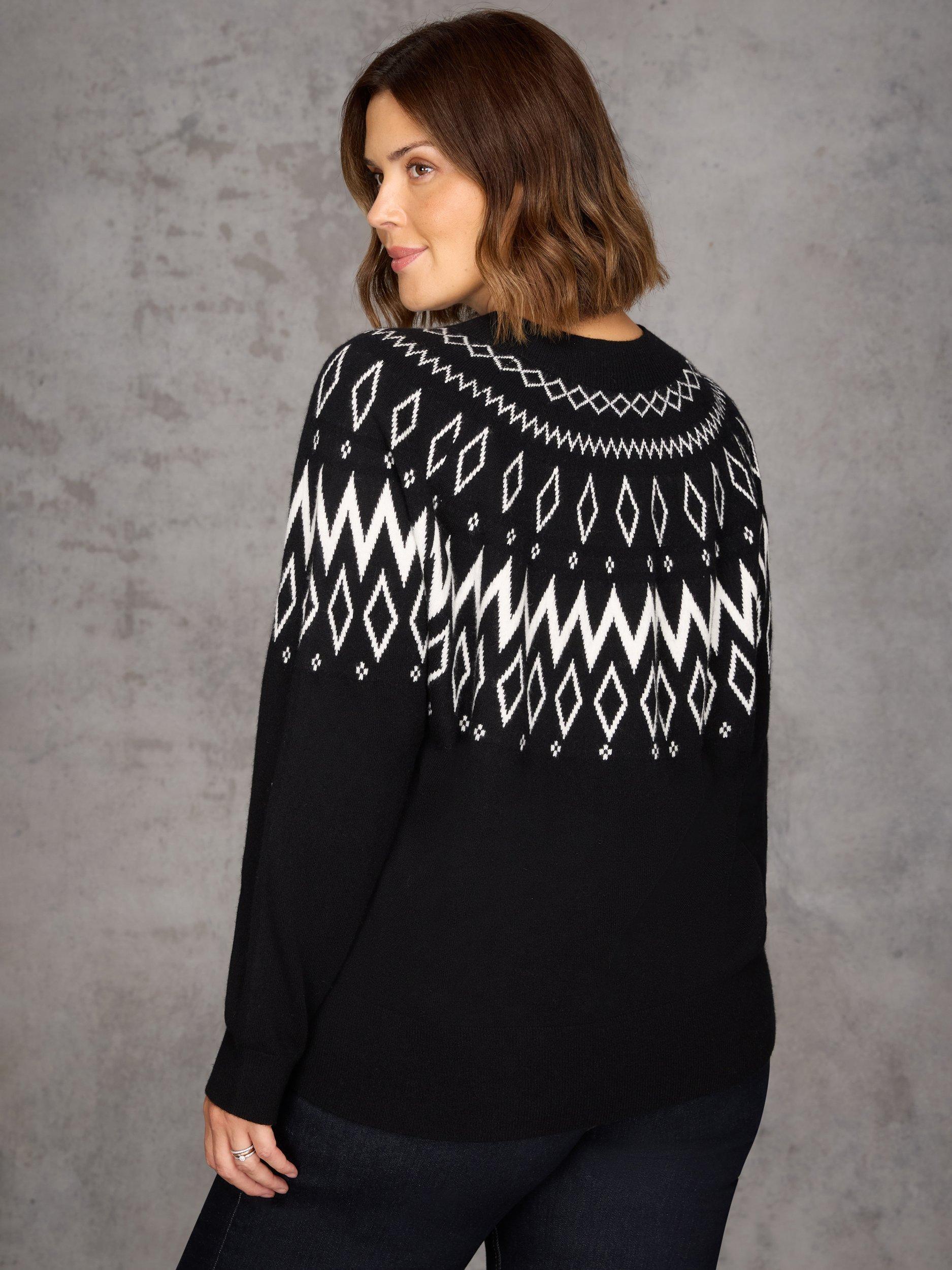 Product image 4 of 4, which shows Live Unlimited Curve Fair Isle Jumper, Black, 12