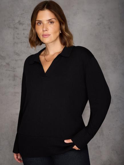 Live Unlimited Curve Polo Neck Jumper, Black, Black
