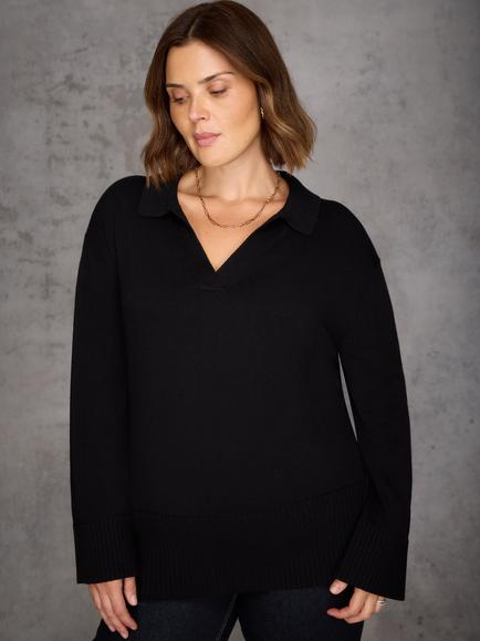 Live Unlimited Curve Polo Neck Jumper, Black - view 2, Black