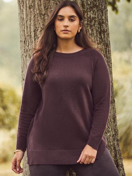 Live Unlimited Curve Crew Neck Longline Jumper, Brown, Brown