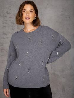 Live Unlimited Curve Embellished Wool Blend Jumper, Grey - view 2, Grey