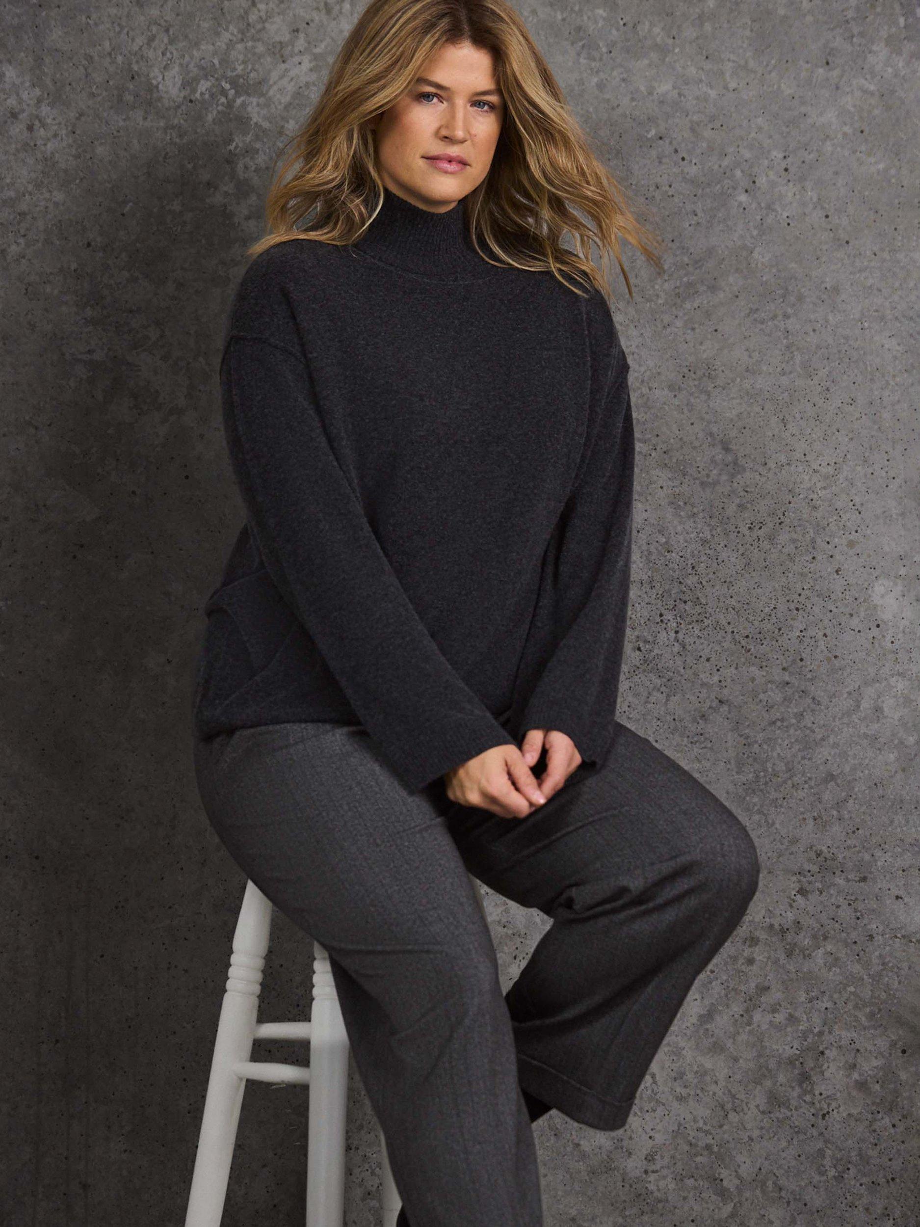 Product image 2 of 7, which shows Live Unlimited Curve Roll Neck Wool Blend Jumper, Grey, 16