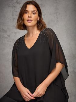 Live Unlimited Curve Embellished Chiffon Top, Black