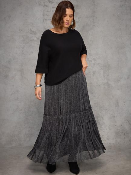 Live Unlimited Curve Sparkle Tiered Skirt, Black, Black