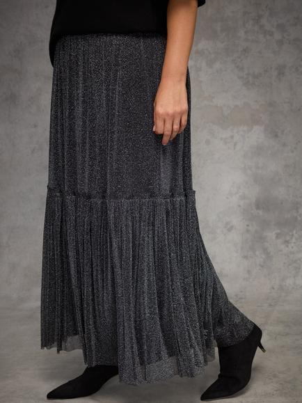 Live Unlimited Curve Sparkle Tiered Skirt, Black - view 2, Black