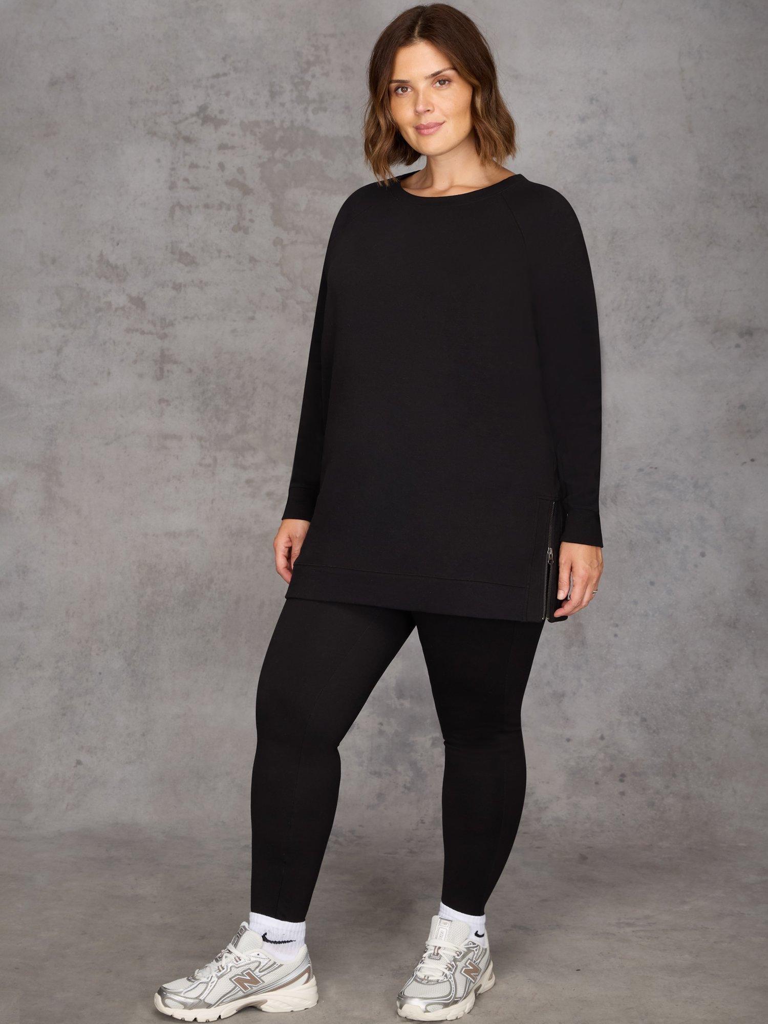 Product image 1 of 3, which shows Live Unlimited Curve Side Zip Longline Sweatshirt, Black, 16
