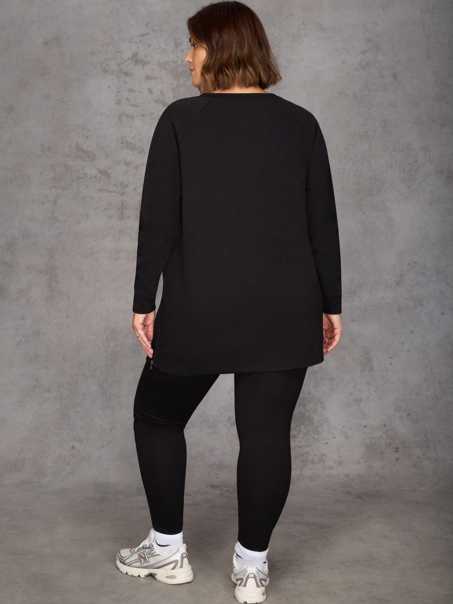 Product image 3 of 3, which shows Live Unlimited Curve Side Zip Longline Sweatshirt, Black, 16