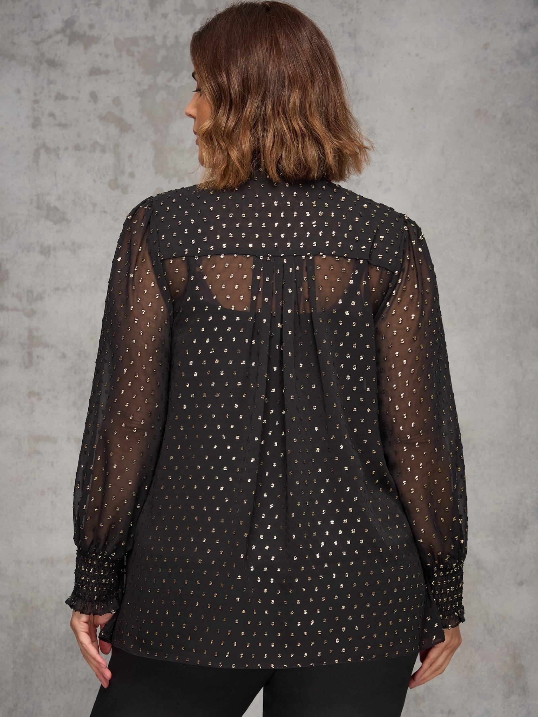 Product image 5 of 11, which shows Live Unlimited Curve Sparkle V-Neck Top, Black, 16