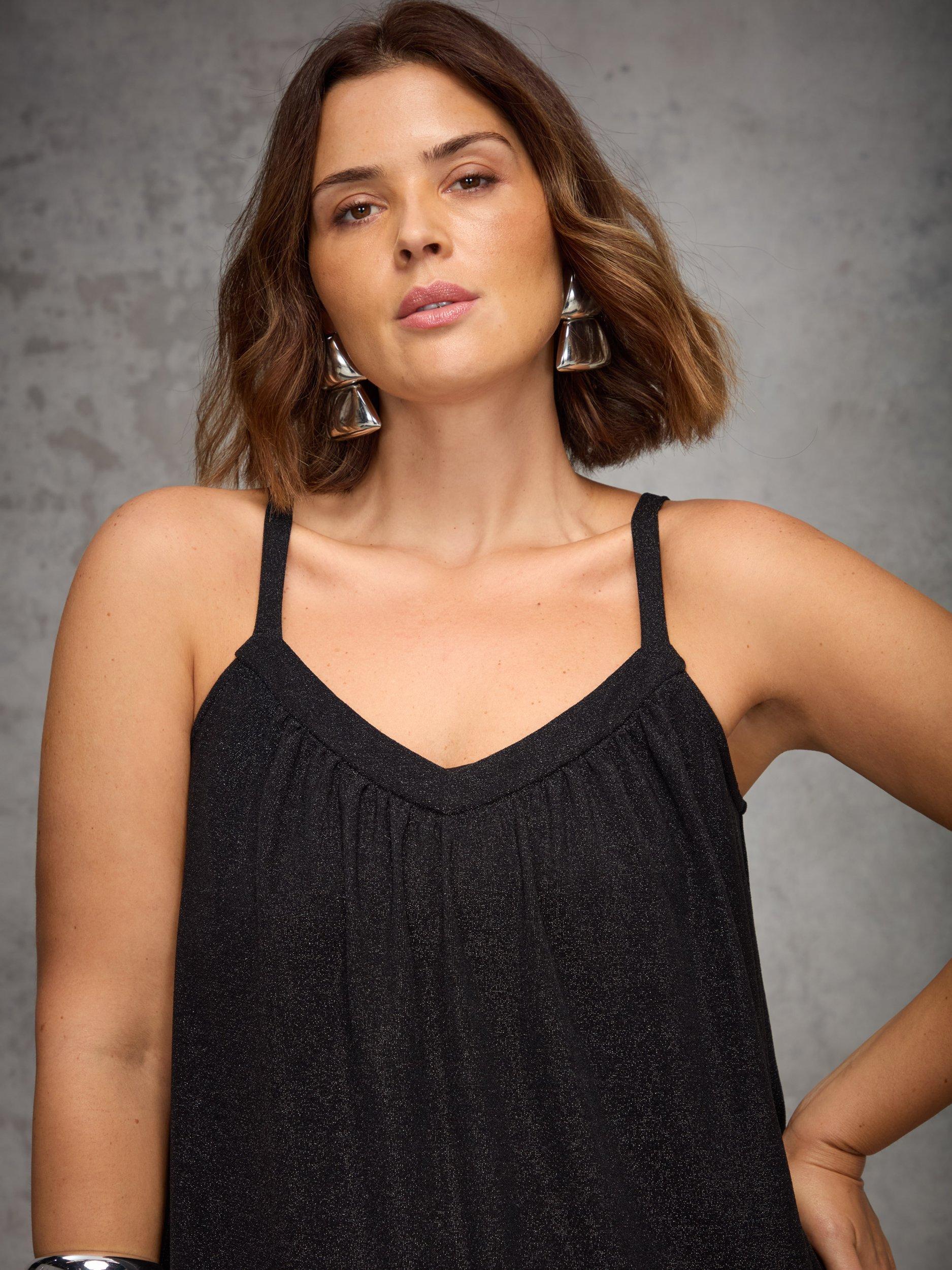 Product image 4 of 5, which shows Live Unlimited Curve Sparkle Vest Top, Black, 18