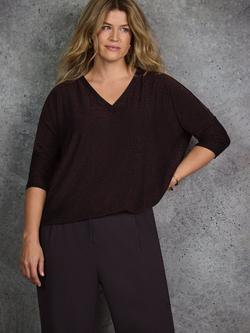 Live Unlimited Curve Sparkle Jersey V-Neck Top, Bronze, Bronze