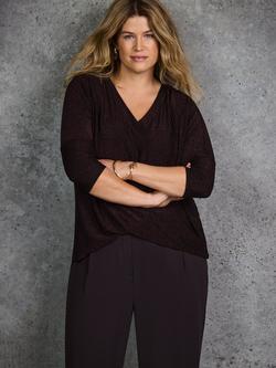 Live Unlimited Curve Sparkle Jersey V-Neck Top, Bronze - view 2, Bronze