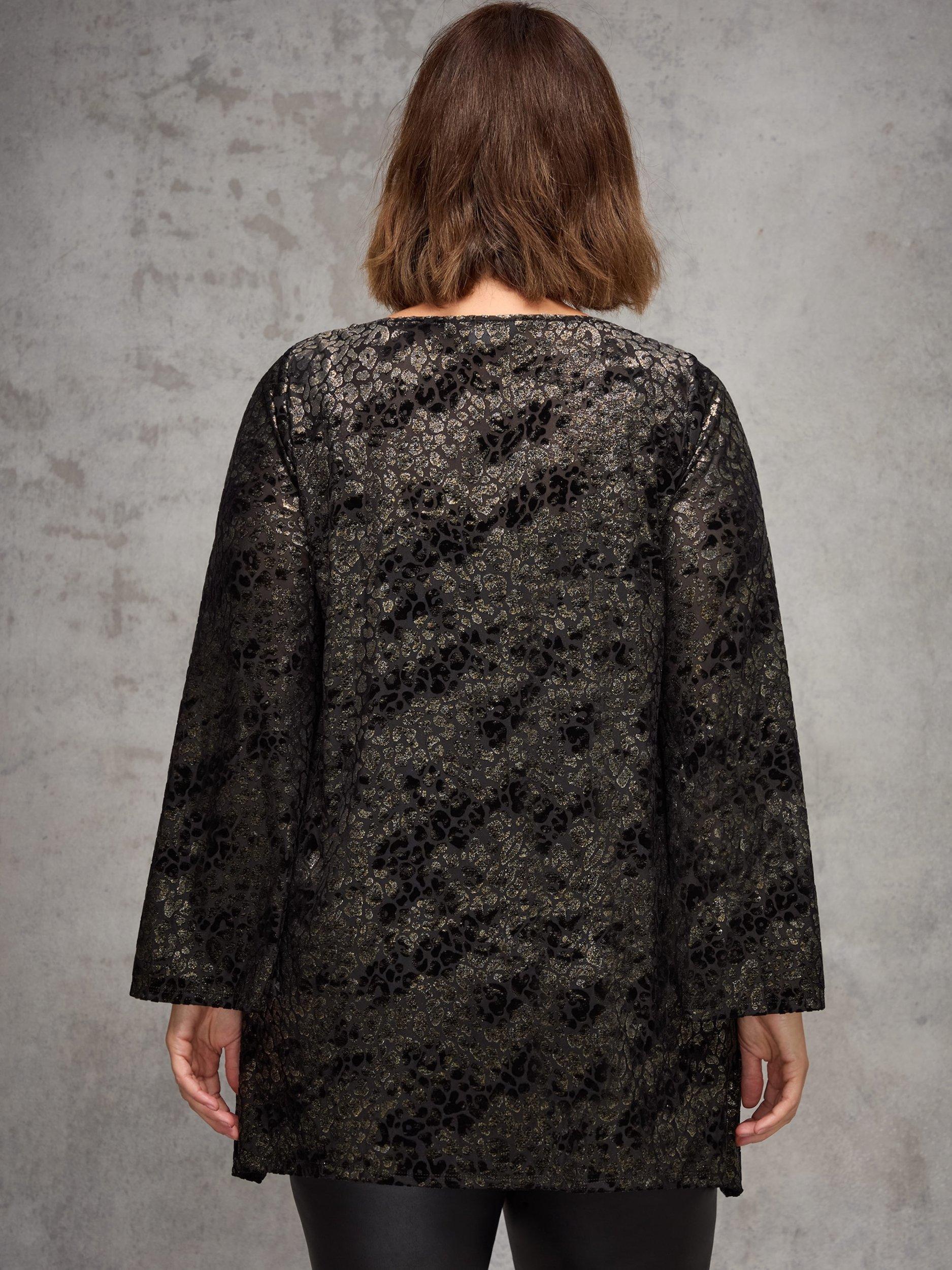 Product image 4 of 4, which shows Live Unlimited Curve Jacquard Burnout Top, Black, 12