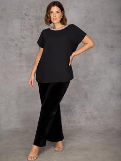 Live Unlimited Curve Wide Leg Velvet Trousers, Black - view 2, Black