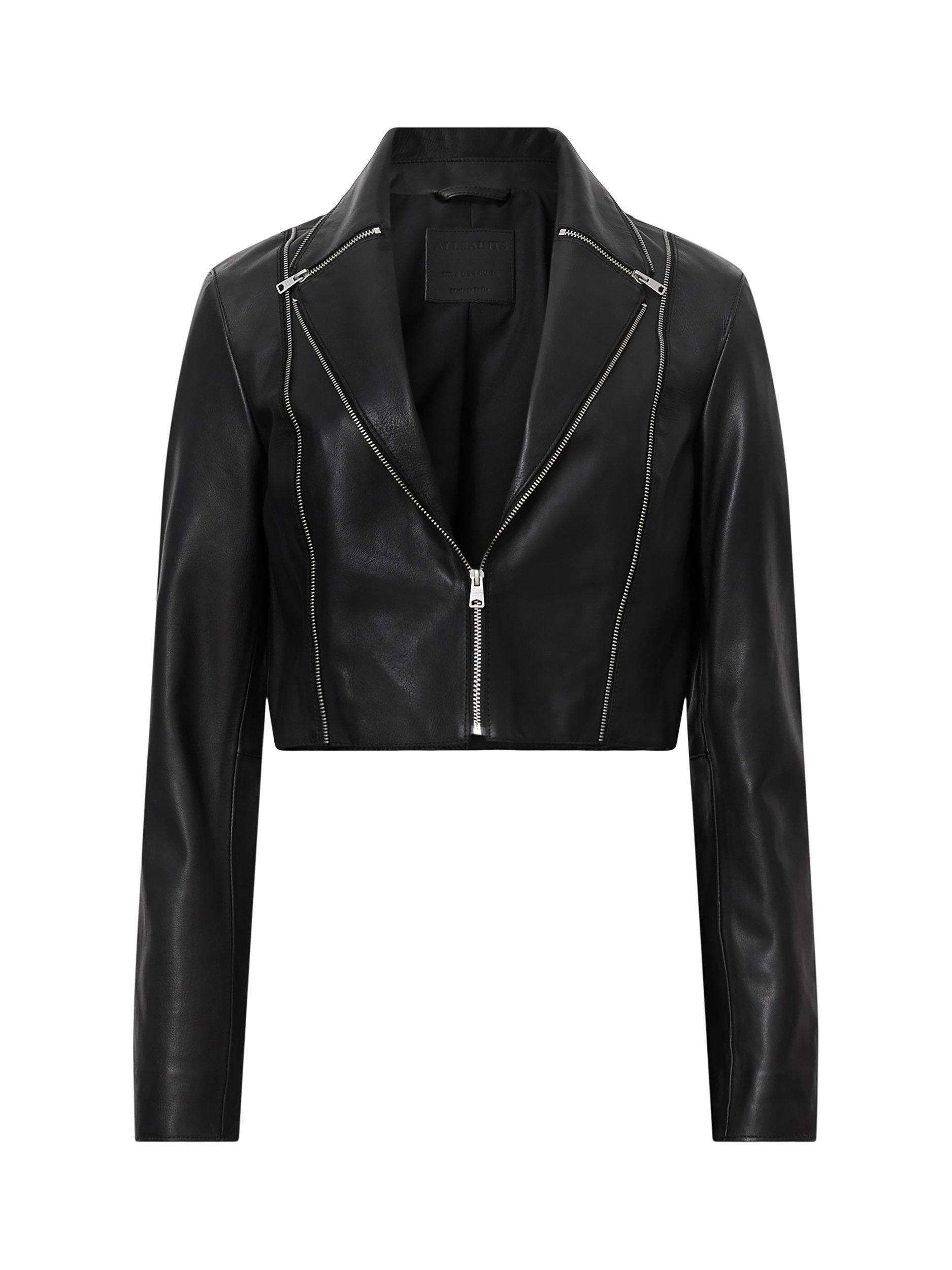 Product image 4 of 6, which shows AllSaints Landers Biker Jacket, Black, 10