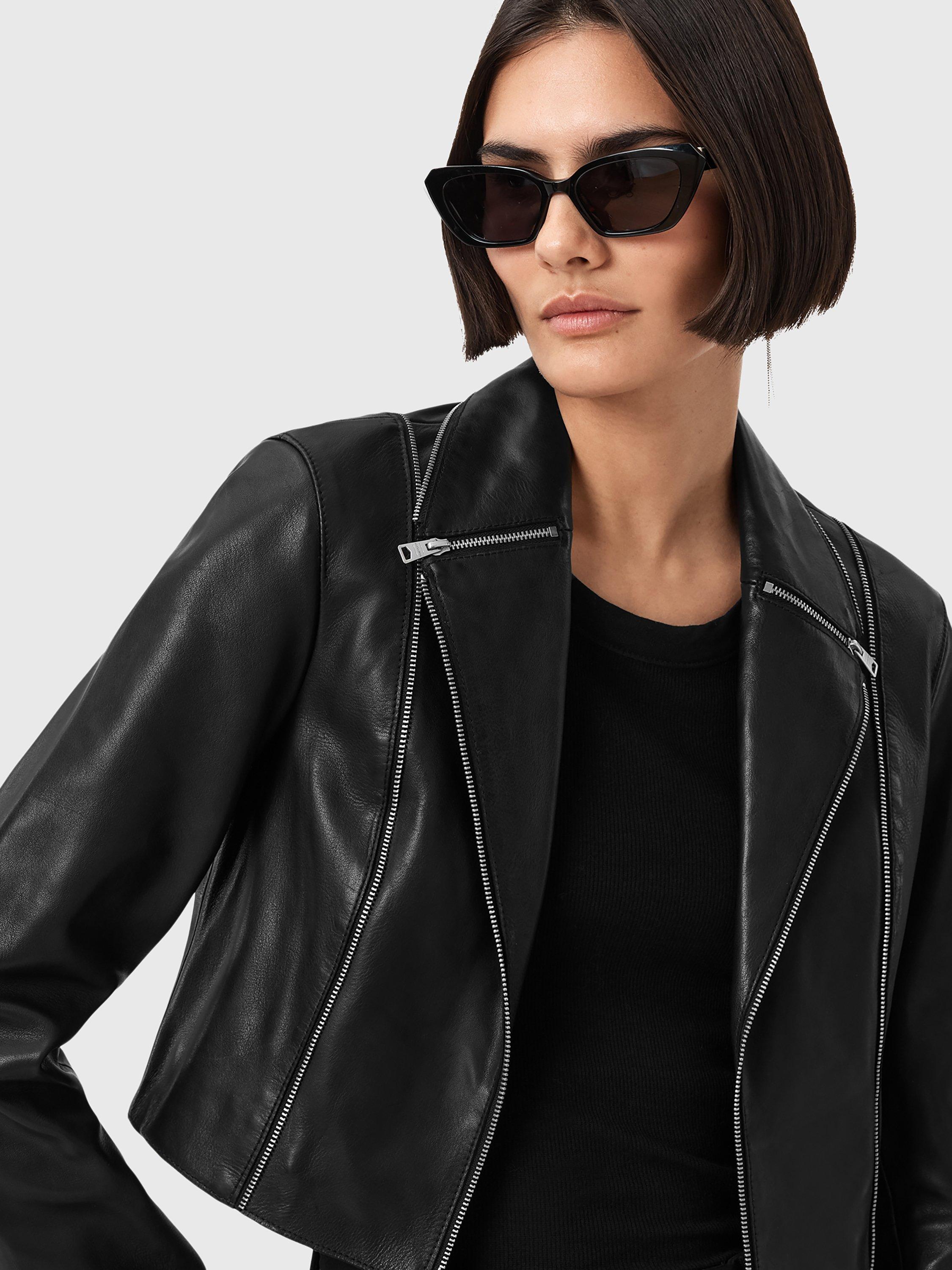 Product image 5 of 6, which shows AllSaints Landers Biker Jacket, Black, 10