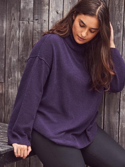 Live Unlimited Curve Roll Neck Wool Blend Jumper, Purple, Purple