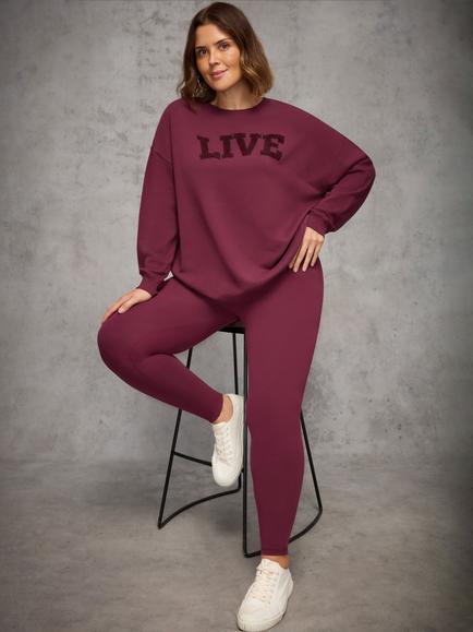 Live Unlimited Curve Jersey Leggings, Red - view 2, Red