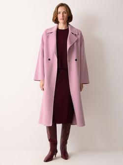 Jigsaw Wool Blend Collar Trench Overcoat, Pink