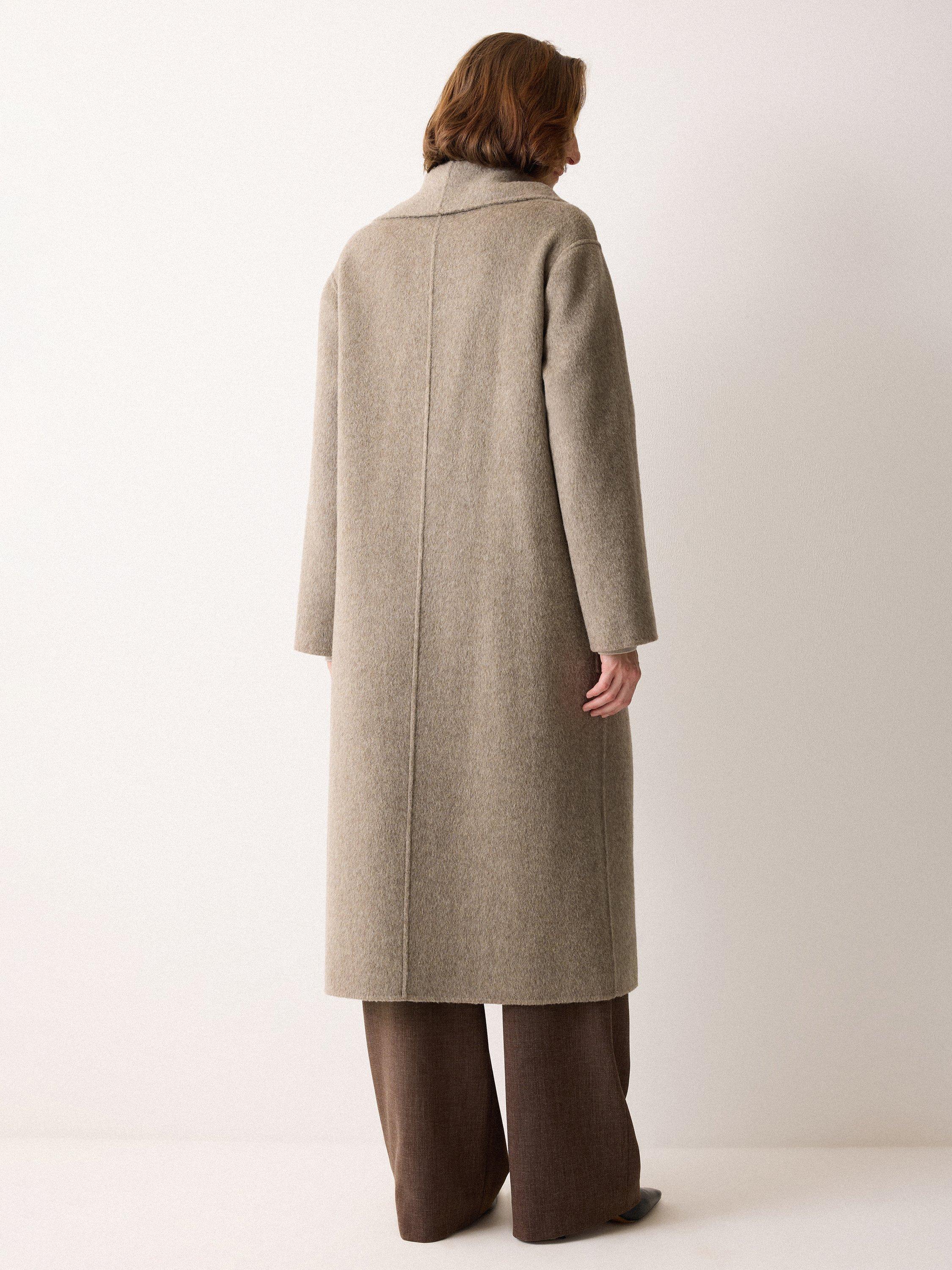 Product image 2 of 6, which shows Jigsaw Double Faced Shawl Midi Coat, Taupe, L